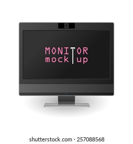 Vector black monitor mock up, design element, EPS 8