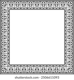 Vector black monochrome arabic national square ornament.  Ethnic rectangle, frame of eastern peoples. Persian painting.
