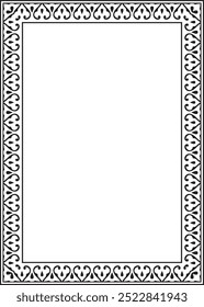 Vector black monochrome arabic national square ornament.  Ethnic rectangle, frame of eastern peoples. Persian painting.
