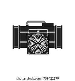 vector black monochrome asic miner farm crypto currency application specific integrated circuit device solid illustration isolated on white background 