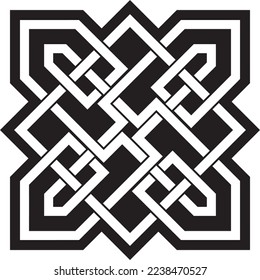 Nudo celta monocromo vectorial negro. Ornamento de antiguos pueblos europeos. El signo y símbolo de los irlandeses, escoceses, británicos, francos.
