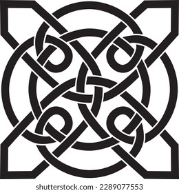 Nudo celta monocromo vectorial negro. Ornamento de antiguos pueblos europeos. El signo y símbolo de los irlandeses, escoceses, británicos, francos.
