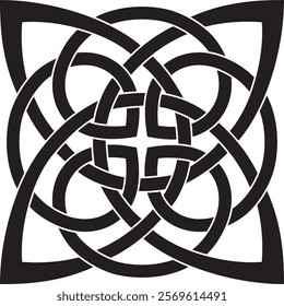 Vector black monochrome Celtic knot. Ornament of ancient European peoples. The sign and symbol of the Irish, Scots, Britons, Franks.