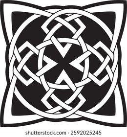 Vector black monochrome Celtic knot. Ornament of ancient European peoples. The sign and symbol of the Irish, Scots, Britons, Franks.