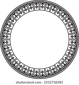 Vector black monochrome Chinese circle, ring, frame.  Round ornaments of oriental peoples, korea, taiwan, china, hong kong, indonesia
