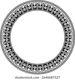 Vector black monochrome Chinese circle, ring, frame.  Round ornaments of oriental peoples, korea, taiwan, china, hong kong, indonesia
