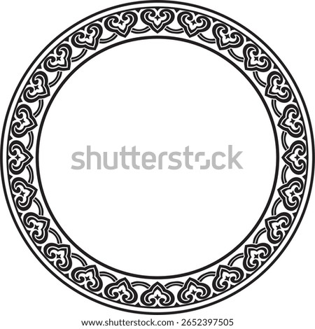 Vector black monochrome Chinese circle, ring, frame.  Round ornaments of oriental peoples, korea, taiwan, china, hong kong, indonesia
