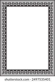Vector negro monocromo rectángulo chino, marco. Ornamentos cuadrados de pueblos orientales, Corea, Taiwán, China, Hong Kong, Indonesia
