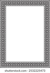 Schwarzes einfarbiges chinesisches Rechteck, Rahmen. Quadratische Ornamente der orientalischen Völker, Korea, Taiwan, China, Hongkong, Indonesien
