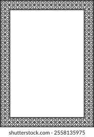 Vector black monochrome Chinese rectangle, frame. Square ornaments of oriental peoples, korea, taiwan, china, hong kong, indonesia
