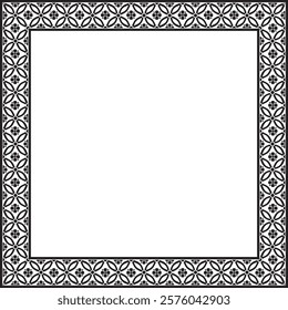 Vector black monochrome Chinese rectangle, frame. Square ornaments of oriental peoples, korea, taiwan, china, hong kong, indonesia
