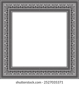 Vector black monochrome classic Greek square ornament. Rectangle of Ancient Greece and Roman Empire. Byzantine painting of walls, floors and ceilings. Decoration of European palaces.
