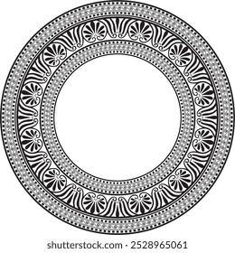 Vector black monochrome classic Greek round ornament. Circle of Ancient Greece and the Roman Empire. Byzantine painting of walls, floors and ceilings. Decoration of European palaces.
