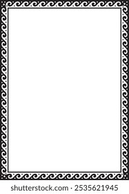 Vector black monochrome classic Greek square ornament. Rectangle of Ancient Greece and Roman Empire. Byzantine painting of walls, floors and ceilings. Decoration of European palaces.
