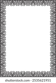 Vector black monochrome classic Greek square ornament. Rectangle of Ancient Greece and Roman Empire. Byzantine painting of walls, floors and ceilings. Decoration of European palaces.
