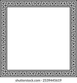 Vector black monochrome classic Greek square ornament. Rectangle of Ancient Greece and Roman Empire. Byzantine painting of walls, floors and ceilings. Decoration of European palaces.
