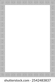 Vector black monochrome classic Greek square outline ornament. Rectangle of Ancient Greece and Roman Empire. Byzantine painting of walls, floors and ceilings. Template for stained glass.
