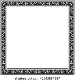 Vector black monochrome classic Greek square ornament. Rectangle of Ancient Greece and Roman Empire. Byzantine painting of walls, floors and ceilings. Decoration of European palaces.
