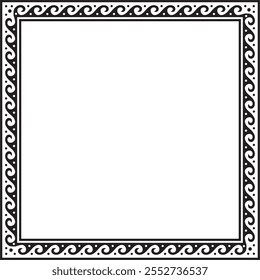 Vector black monochrome classic Greek square ornament. Rectangle of Ancient Greece and Roman Empire. Byzantine painting of walls, floors and ceilings. Decoration of European palaces.
