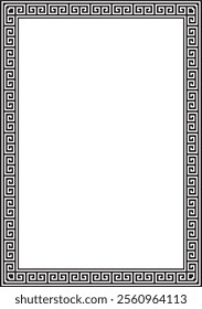 Vector black monochrome classic Greek square ornament. Rectangle of Ancient Greece and Roman Empire. Byzantine painting of walls, floors and ceilings. Decoration of European palaces.
