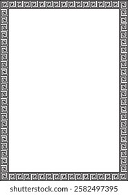 Vector black monochrome classic Greek square ornament. Rectangle of Ancient Greece and Roman Empire. Byzantine painting of walls, floors and ceilings. Decoration of European palaces.
