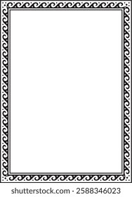 Vector black monochrome classic Greek square ornament. Rectangle of Ancient Greece and Roman Empire. Byzantine painting of walls, floors and ceilings. Decoration of European palaces.
