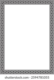 Vector black monochrome classic Greek square ornament. Rectangle of Ancient Greece and Roman Empire. Byzantine painting of walls, floors and ceilings. Decoration of European palaces.
