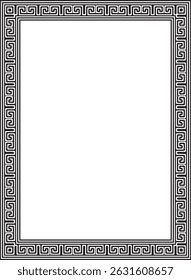 Vetor preto monocromático clássico grego quadrado ornamento. Retângulo da Grécia Antiga e Império Romano. Pintura bizantina de paredes, pisos e tetos. Decoração de palácios europeus.
