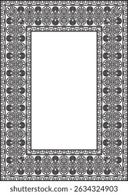 Vetor preto monocromático clássico grego quadrado ornamento. Retângulo da Grécia Antiga e Império Romano. Pintura bizantina de paredes, pisos e tetos. Decoração de palácios europeus.
