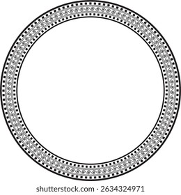 Vetor preto monocromático clássico grego ornamento redondo. Círculo da Grécia Antiga e do Império Romano. Pintura bizantina de paredes, pisos e tetos. Decoração de palácios europeus.
