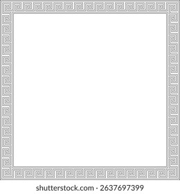 Vector black monochrome classic Greek square outline ornament. Rectangle of Ancient Greece and Roman Empire. Byzantine painting of walls, floors and ceilings. Decoration of European palaces. 
