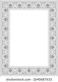 Vector black monochrome classic Greek square outline ornament. Rectangle of Ancient Greece and Roman Empire. Byzantine painting of walls, floors and ceilings. Decoration of European palaces.
