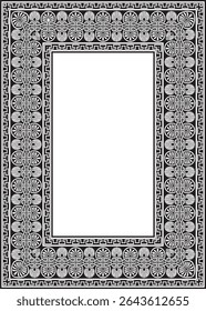 Vetor preto monocromático clássico grego quadrado ornamento. Retângulo da Grécia Antiga e Império Romano. Pintura bizantina de paredes, pisos e tetos. Decoração de palácios europeus.
