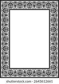 Vetor preto monocromático clássico grego quadrado ornamento. Retângulo da Grécia Antiga e Império Romano. Pintura bizantina de paredes, pisos e tetos. Decoração de palácios europeus.
