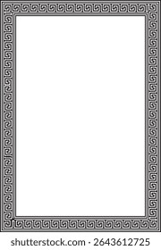 Vetor preto monocromático clássico grego quadrado ornamento. Retângulo da Grécia Antiga e Império Romano. Pintura bizantina de paredes, pisos e tetos. Decoração de palácios europeus.
