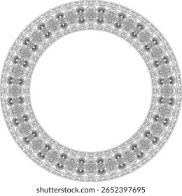 Vector black monochrome classic Greek round outline ornament. Circle of Ancient Greece and the Roman Empire. Byzantine painting of walls, floors and ceilings. Decoration of European palaces. 
