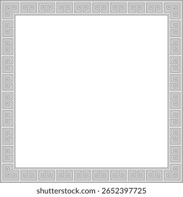 Vector black monochrome classic Greek square outline ornament. Rectangle of Ancient Greece and Roman Empire. Byzantine painting of walls, floors and ceilings. Decoration of European palaces
