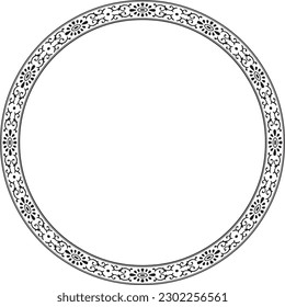 Vector black monochrome frame, border, Chinese ornament. Patterned circle, ring of the peoples of East Asia, Korea, Malaysia, Japan, Singapore, Thailand.
