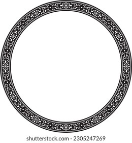 Vector black monochrome frame, border, Chinese ornament. Patterned circle, ring of the peoples of East Asia, Korea, Malaysia, Japan, Singapore, Thailand.
