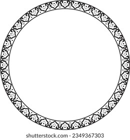 Vector black monochrome frame, border, Chinese ornament. Patterned circle, ring of the peoples of East Asia, Korea, Malaysia, Japan, Singapore, Thailand.
