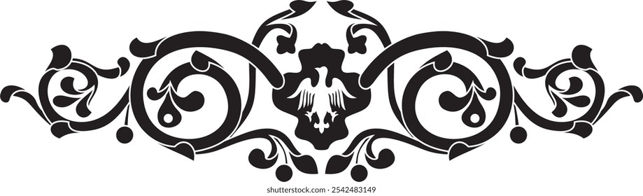 Vector black monochrome gothic ornament. Medieval European silhouette, drawing. Classic pattern of the Germans, Angles, Saxons, Franks.
