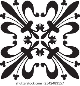 Vector black monochrome gothic ornament, stencil. Medieval European art. Traditional patterns of Catholic cathedrals.
