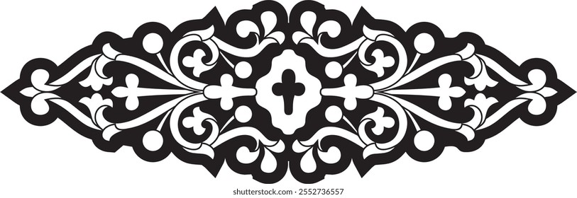 Vector black monochrome gothic ornament. Medieval European silhouette, drawing. Classic pattern of the Germans, Angles, Saxons, Franks.
