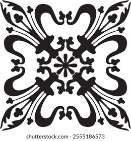 Vector black monochrome gothic ornament, stencil. Medieval European art. Traditional patterns of Catholic cathedrals.
