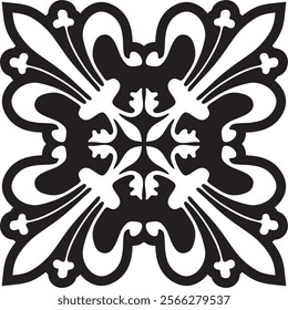 Vector black monochrome gothic ornament, stencil. Medieval European art. Traditional patterns of Catholic cathedrals.
