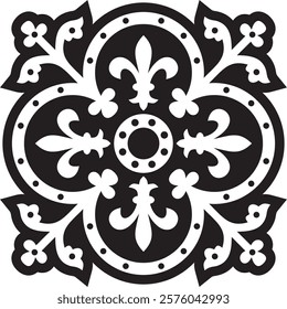 Vector black monochrome gothic ornament, stencil. Medieval European art. Traditional patterns of Catholic cathedrals.
