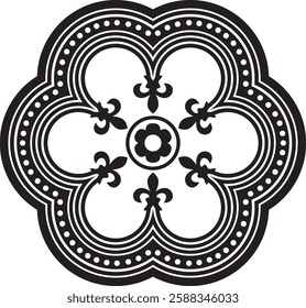 Vector black monochrome gothic ornament, stencil. Medieval European art. Traditional patterns of Catholic cathedrals.
