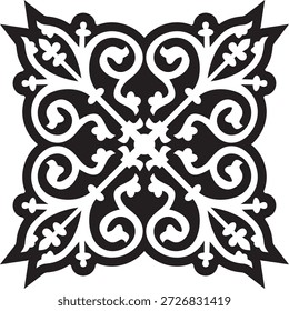 Vector negro monocromo adorno gótico, plantilla. Arte medieval europeo. Patrones tradicionales de catedrales católicas.
