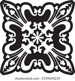 Vector negro monocromo adorno gótico, plantilla. Arte europeo medieval. Patrones tradicionales de catedrales católicas.
