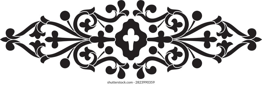 Vector black monochrome gothic ornament. Medieval European silhouette, drawing. Classic pattern of the Germans, Angles, Saxons, Franks.
